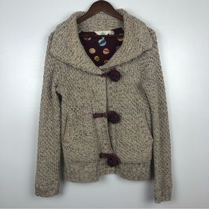 Anthropologie HWR Mormor Pom Pom Cardigan Marbled Size M